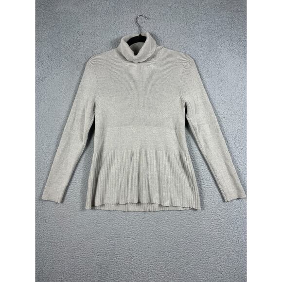 Soft Surroundings Womens Size M Pullover Turtle Neck Gray Ribbed Sweater - Picture 1 of 13